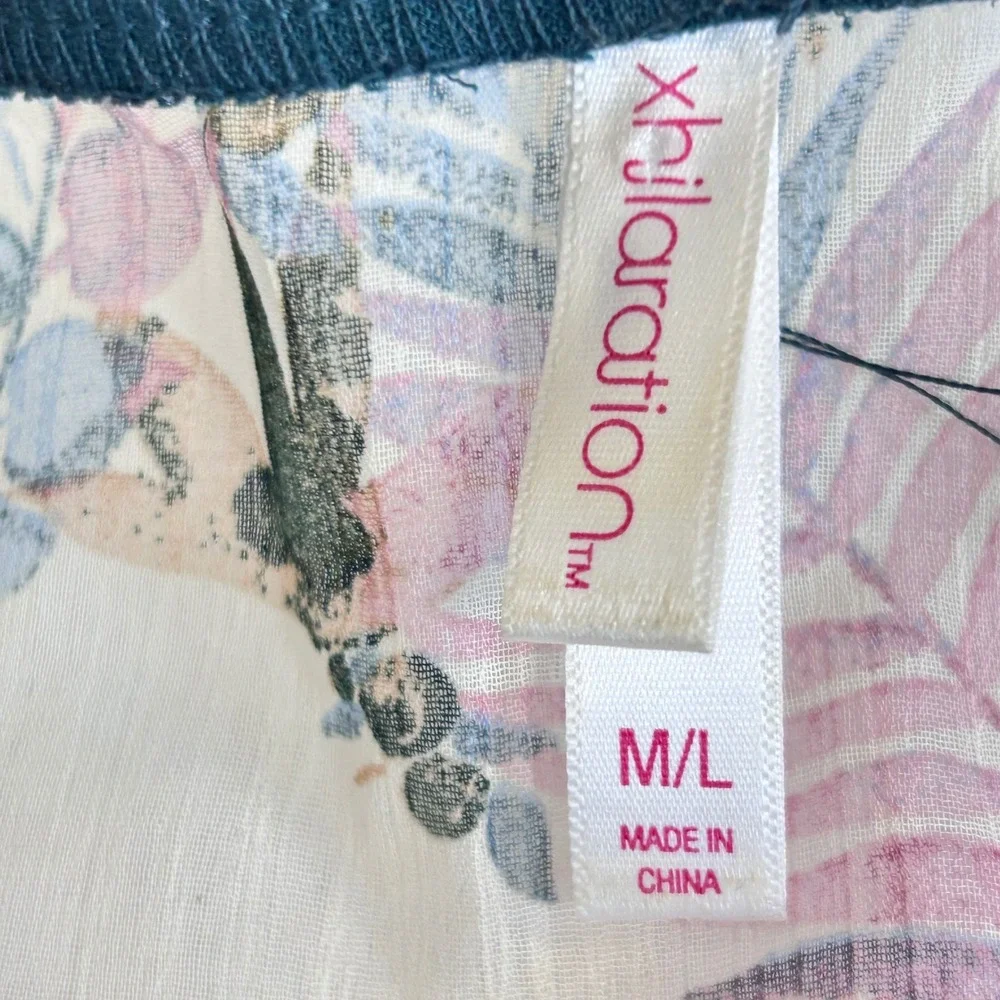 Xhilaration Women Floral Print Kimono Robe M/L‎ Sheer Lightweight